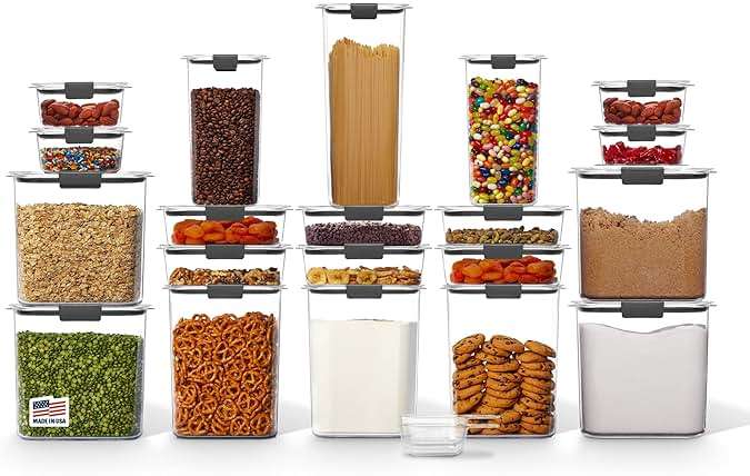 Rubbermaid Brilliance BPA-Free Airtight Food Storage Containers with Lids Set of 20 with Scoops Perfect for Kitchen and Pantry Organization - Image 1