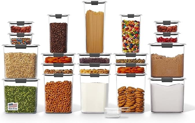 Rubbermaid Brilliance BPA-Free Airtight Food Storage Containers with Lids Set of 20 with Scoops Perfect for Kitchen and Pantry Organization - Product Image