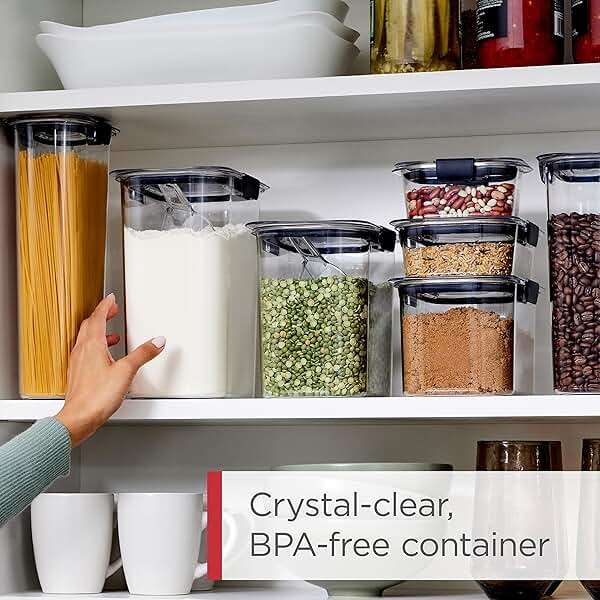 Rubbermaid Brilliance BPA-Free Airtight Food Storage Containers with Lids Set of 20 with Scoops Perfect for Kitchen and Pantry Organization - Image 6
