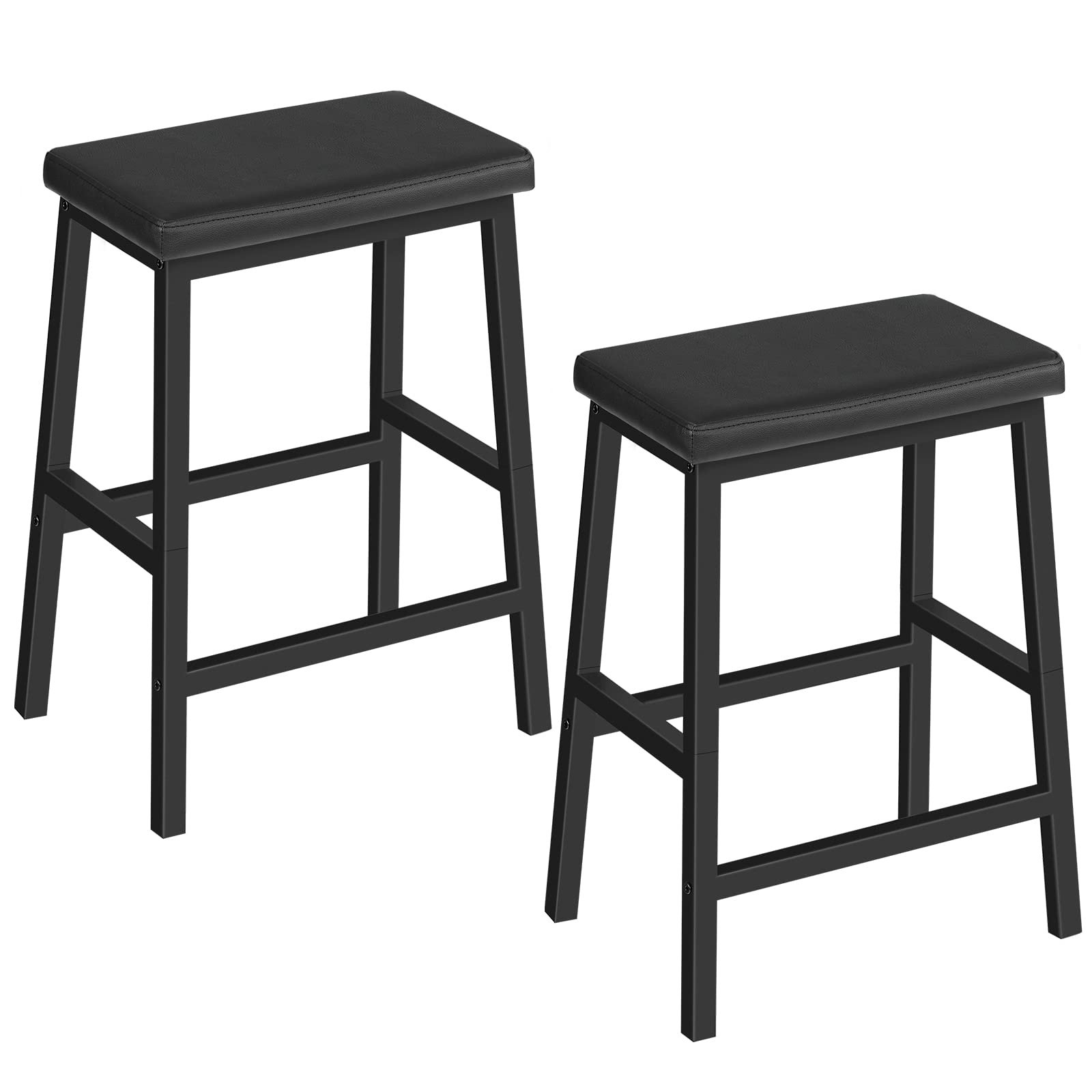 HOOBRO Bar Stools, Set of 2 Bar Chairs, Counter Height Bar Stools, 24 Inch Barstools for Kitchen Counter, PU Upholstered Kitchen Stools, for Kitchen, Bar, Dining Room, Black BB01MD01 - Product Image