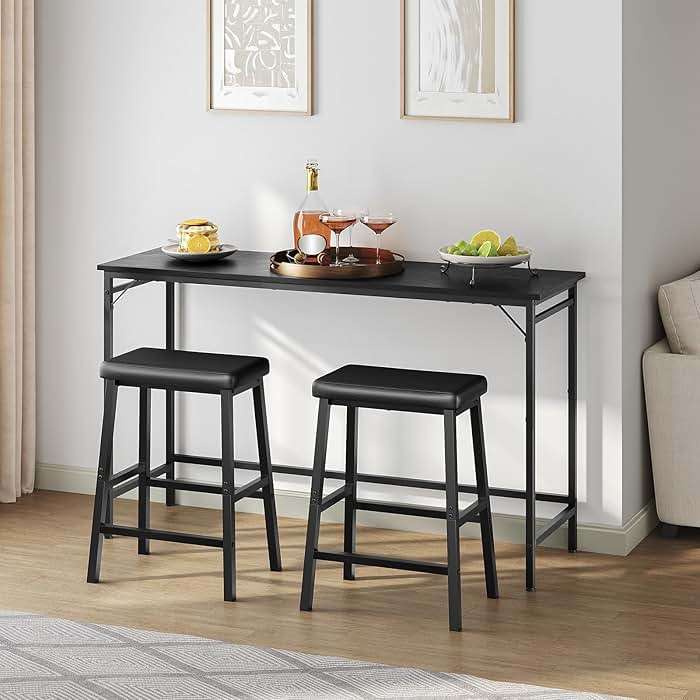 HOOBRO Bar Stools, Set of 2 Bar Chairs, Counter Height Bar Stools, 24 Inch Barstools for Kitchen Counter, PU Upholstered Kitchen Stools, for Kitchen, Bar, Dining Room, Black BB01MD01 - Image 4