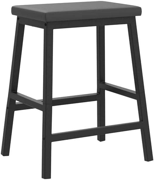 HOOBRO Bar Stools, Set of 2 Bar Chairs, Counter Height Bar Stools, 24 Inch Barstools for Kitchen Counter, PU Upholstered Kitchen Stools, for Kitchen, Bar, Dining Room, Black BB01MD01 - Image 5