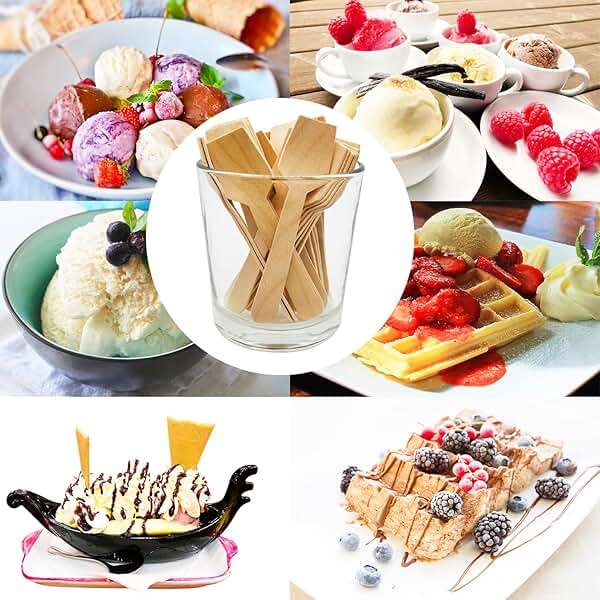 Mini Wooden Spoons, 200 Pcs 4 Inch Disposable Wooden Dessert Spoons, Biodegradable Compostable Birchwood - Image 5