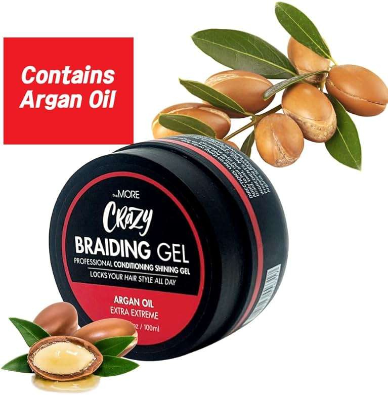The MORE Conditioning Braiding Gel - Extreme Hold for All Hair Types | Styling for Twisting, Smooth Edges, Nourishes Scalp (Argan Oil, 3.38 fl oz) - Image 6
