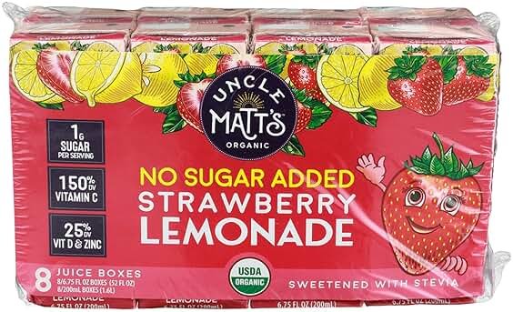 Uncle Matts Strawberry Lemon Organic Juice Box 8Pk 54 FO - Product Image