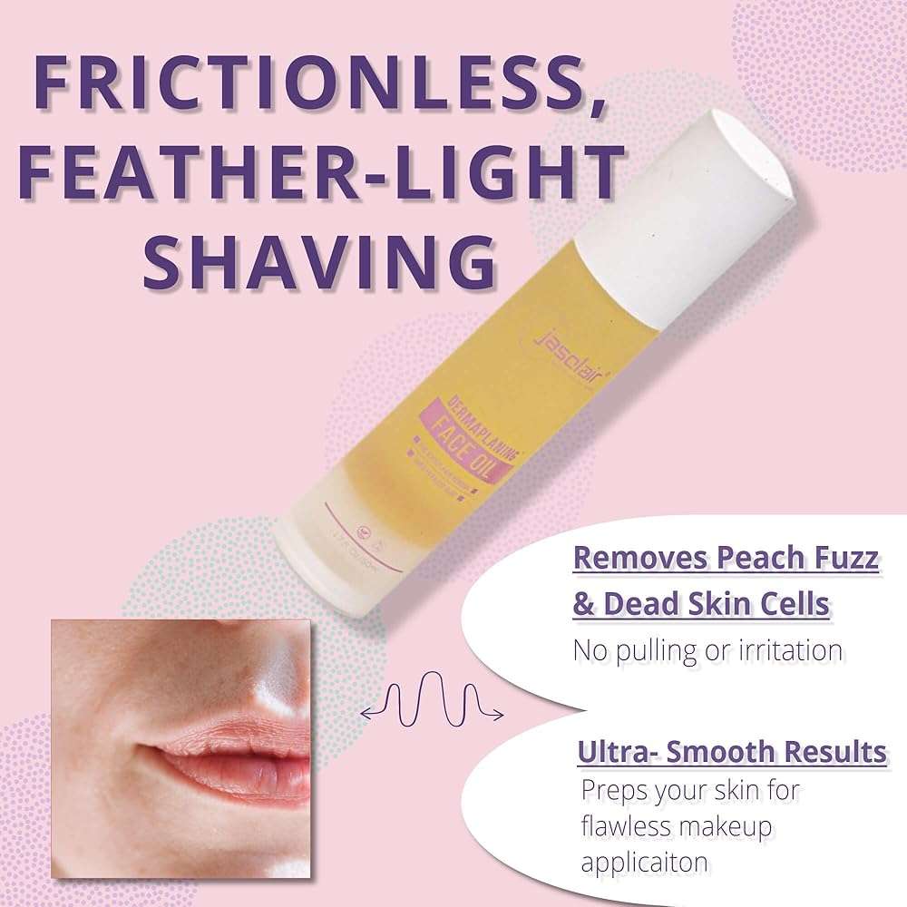 Jasclair Dermaplaning Oil for Women (1.7 Fl Oz) | Pre & Post Shave Oil for Smooth Glide & Skin Protection | Use with Dermaplane Razor for Peach Fuzz | Unscented & Natural - Image 3