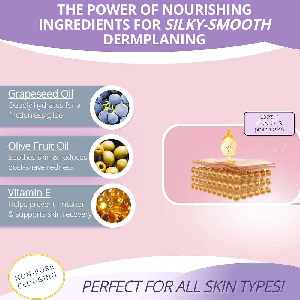 Jasclair Dermaplaning Oil for Women (1.7 Fl Oz) | Pre & Post Shave Oil for Smooth Glide & Skin Protection | Use with Dermaplane Razor for Peach Fuzz | Unscented & Natural - Image 4