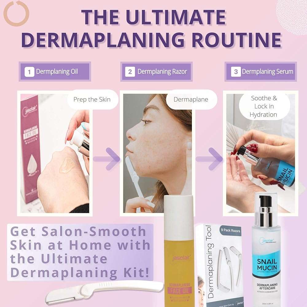 Jasclair Dermaplaning Oil for Women (1.7 Fl Oz) | Pre & Post Shave Oil for Smooth Glide & Skin Protection | Use with Dermaplane Razor for Peach Fuzz | Unscented & Natural - Image 6