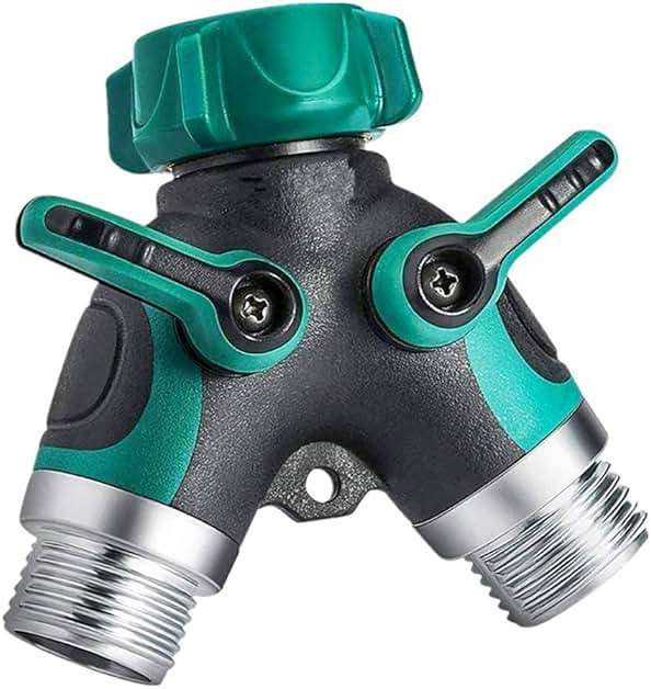 Hose Splitter 2 Way Heavy Duty, Garden Hose Splitter, Water Hose Splitter,Y Connector Garden Hose Adapter, Hose Y Splitter 2 Valves with 2 Extra Rubber Washers - Image 1