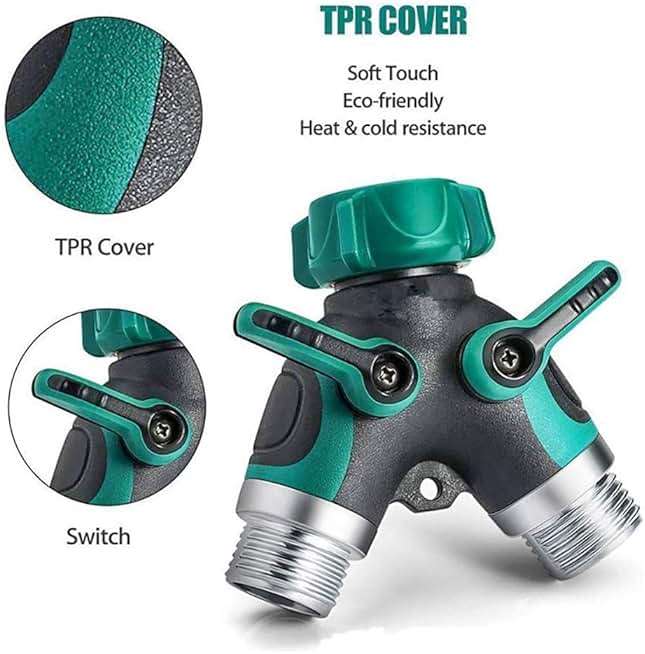 Hose Splitter 2 Way Heavy Duty, Garden Hose Splitter, Water Hose Splitter,Y Connector Garden Hose Adapter, Hose Y Splitter 2 Valves with 2 Extra Rubber Washers - Image 3