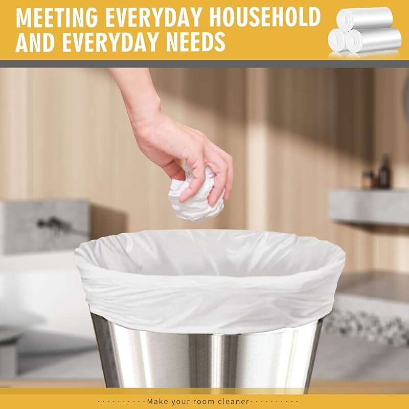 105 Count Small Trash Bags, 4 Gallon Garbage Can Liners - Unscented Wastebasket Clear Trash Bags for Bathroom, Kitchen, Bedroom, Cleaning Supplies (15 Liter) - Image 6