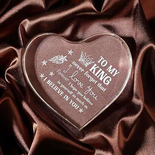 Milcier Father Day Gifts from Wife, Mens Gifts, Anniversary I Love You Gifts for Him Boyfriend, Men's Heart Shaped Acrylic Block -Birthday Gifts for Boyfriend Husband - Image 3