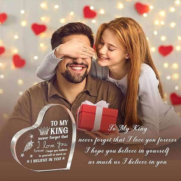 Milcier Father Day Gifts from Wife, Mens Gifts, Anniversary I Love You Gifts for Him Boyfriend, Men's Heart Shaped Acrylic Block -Birthday Gifts for Boyfriend Husband - Image 7