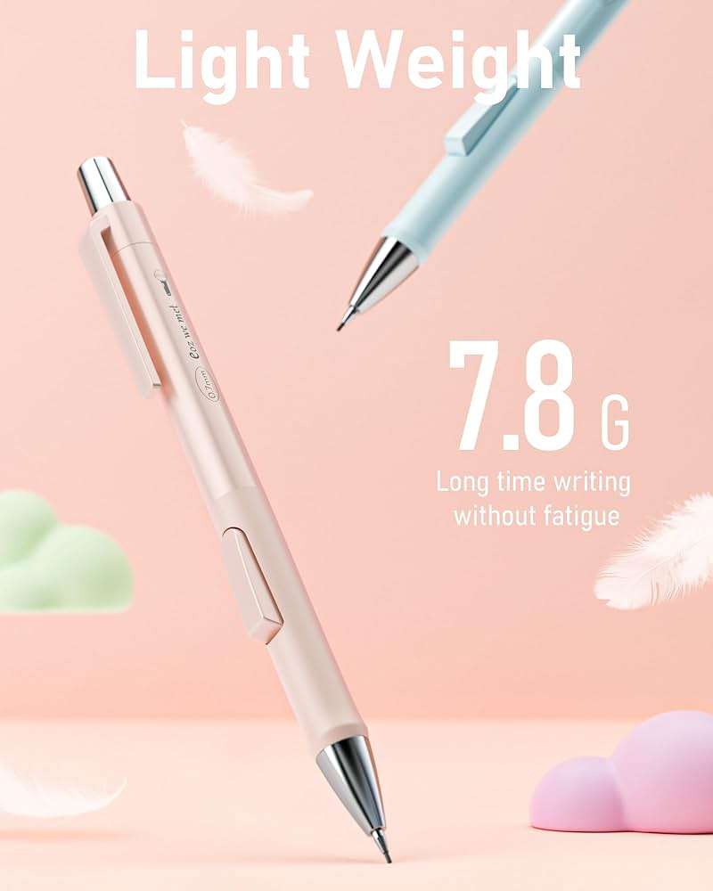 Nicpro 4 PCS Pastel Mechanical Pencil 0.7mm, Cute Fast Click Mechanical Pencils Set with 8 Tubes HB Lead Refills, Erasers, Eraser Refills for School, Student Writing, Drawing, Sketching - with Case - Image 4