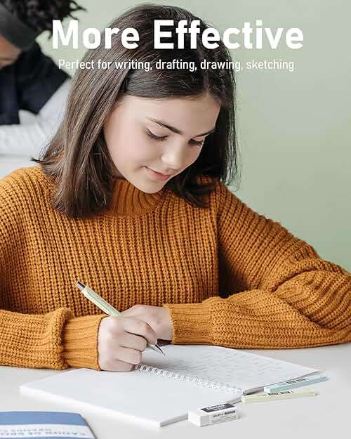 Nicpro 4 PCS Pastel Mechanical Pencil 0.7mm, Cute Fast Click Mechanical Pencils Set with 8 Tubes HB Lead Refills, Erasers, Eraser Refills for School, Student Writing, Drawing, Sketching - with Case - Image 6