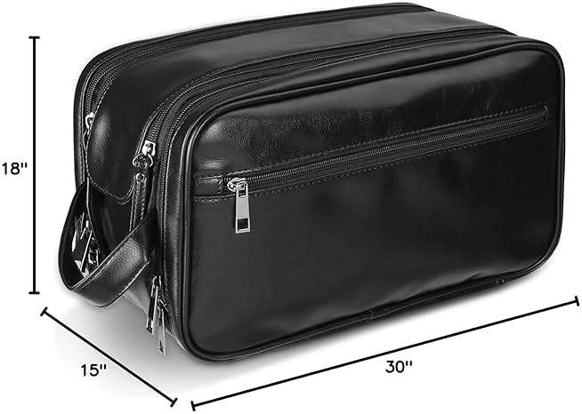 BNSPOCKET Personalized Leather Travel Toiletry Bag for Men, Large Travel Bathroom Shaving Dopp Kit, Large Cosmetic Bag Waterproof - Image 3