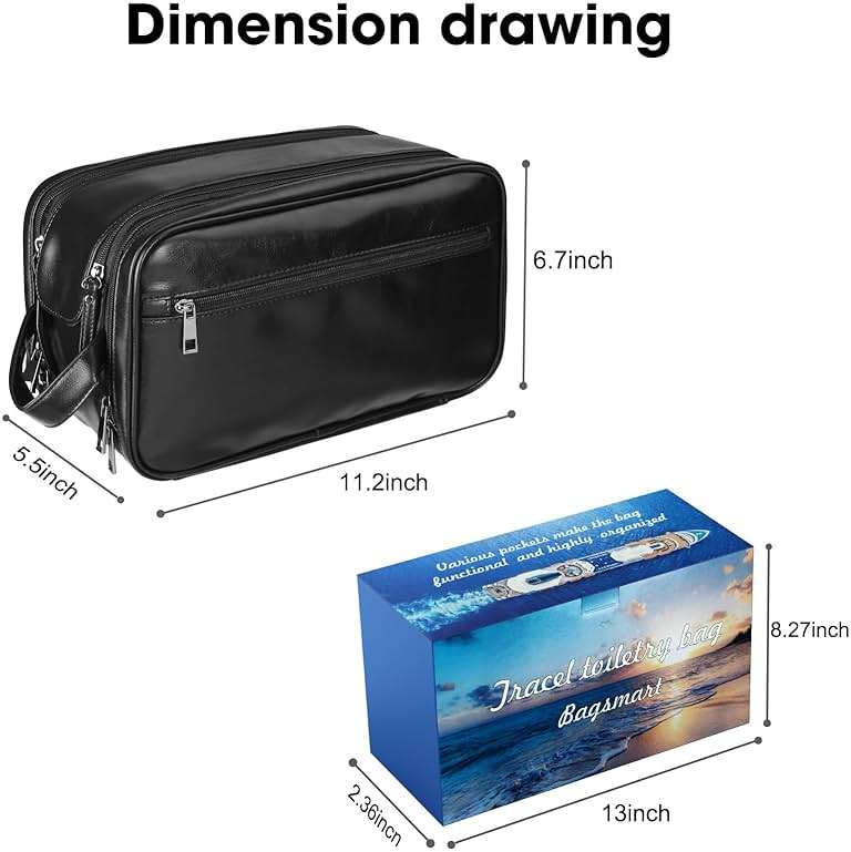 BNSPOCKET Personalized Leather Travel Toiletry Bag for Men, Large Travel Bathroom Shaving Dopp Kit, Large Cosmetic Bag Waterproof - Image 7