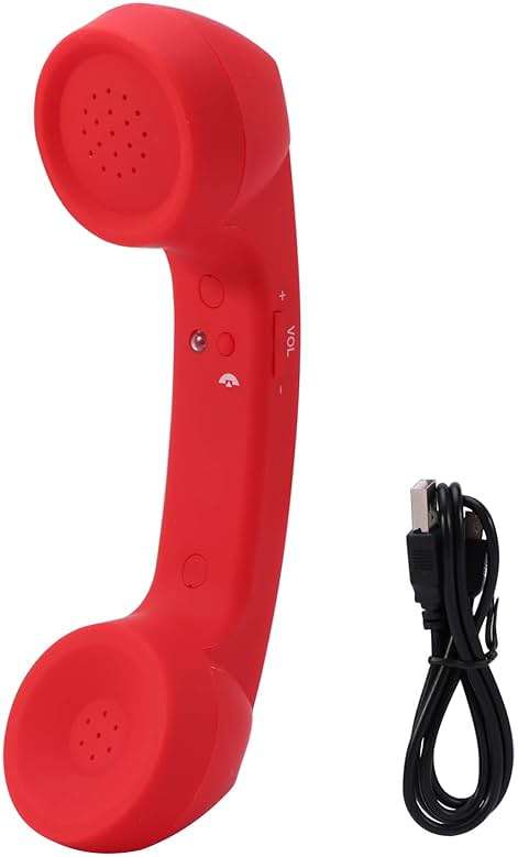 EMVANV Cordless Telephone Handset, Retro Wireless Mobile Phone Telephone Handset Receivers Headphones Radiation Proof Stereo Convenient Call Cell Phone(Red) - Image 5