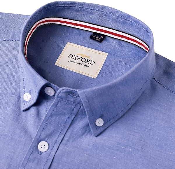 Alimens & Gentle Mens Solid Oxford Shirt Long Sleeve Dress Shirt Work Casual Button Down Shirts with Pocket - Image 2