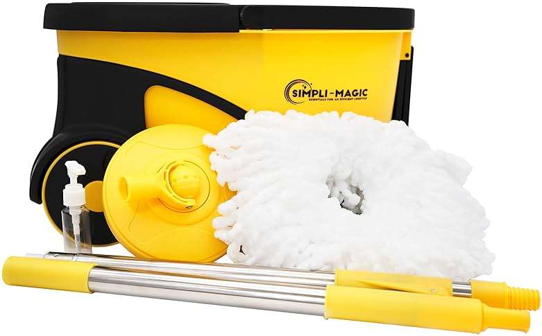 Deluxe Stainless Steel Rolling Spin Mop System with Replacement Microfiber Mop Heads – Walkable with Wheels - Suits All Floor Types - Multipurpose Home Use - Image 3