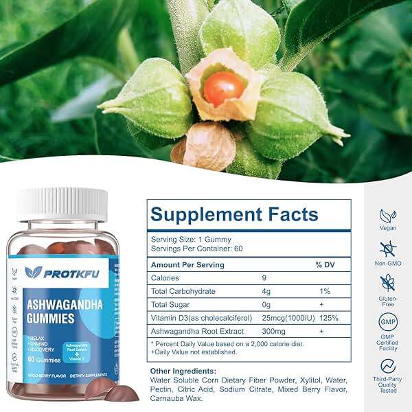 ProTKFU 2 Pack Ashwagandha Gummies & Vitamin D3 Gummies Organic Aswangdha Supplement for Improve Sleep, Stress Relief & Mood Calm (Non-GMO, Gluten-Free & Sugar Free) - Image 2
