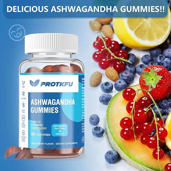 ProTKFU 2 Pack Ashwagandha Gummies & Vitamin D3 Gummies Organic Aswangdha Supplement for Improve Sleep, Stress Relief & Mood Calm (Non-GMO, Gluten-Free & Sugar Free) - Image 6
