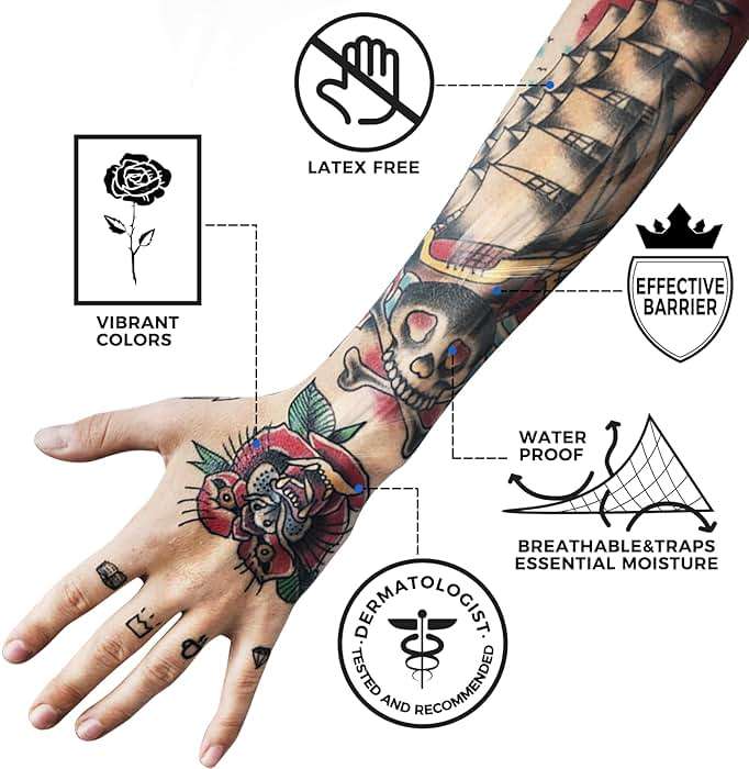 BFONS Tattoo Aftercare Waterproof Bandages 6 in x 4.4 yd Tattoo Cover Up Tape, Tattoo Supplies Second Skin Bandage Flat Roll Transparent Film Wound Healing Protective Clear Sterile and Safe Bandages - Image 3