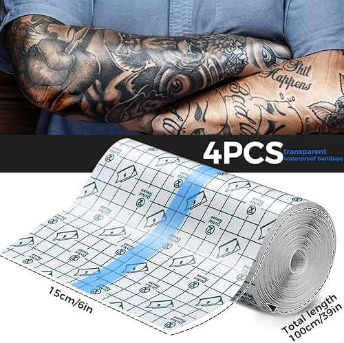 BFONS Tattoo Aftercare Waterproof Bandages 6 in x 4.4 yd Tattoo Cover Up Tape, Tattoo Supplies Second Skin Bandage Flat Roll Transparent Film Wound Healing Protective Clear Sterile and Safe Bandages - Image 5