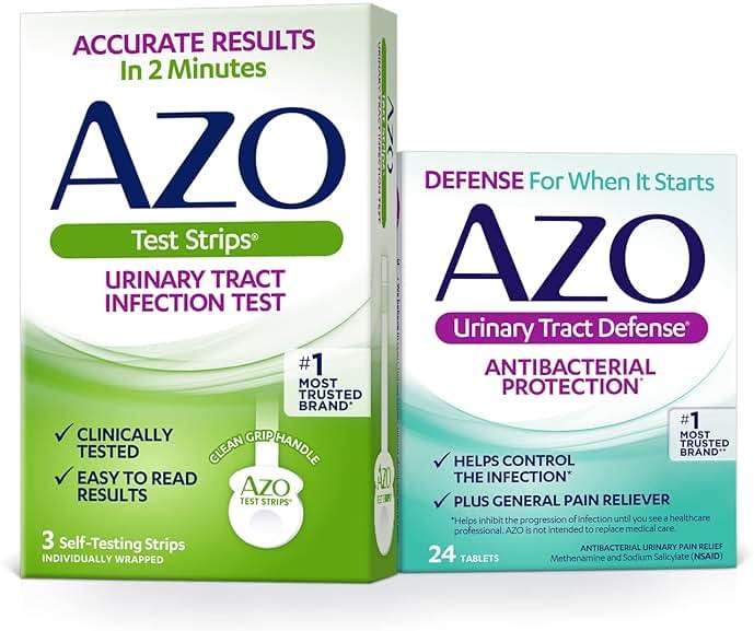 AZO Urinary Tract Infection (UTI) Test Strips (3 Count) + AZO Urinary Tract Defense (24 Count) - Image 1