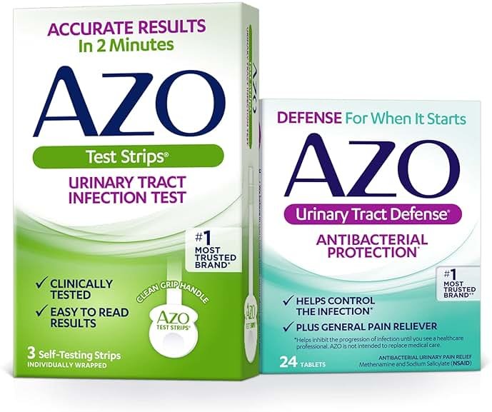 AZO Urinary Tract Infection (UTI) Test Strips (3 Count) + AZO Urinary Tract Defense (24 Count) - Product Image