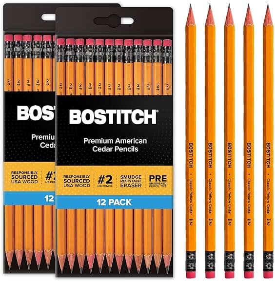 Bostitch Office Premium #2 Pencils, American Cedar Wood, Pre-Sharpened, HB Graphite, 24-Pack (BACP12Y-2PK) - Product Image