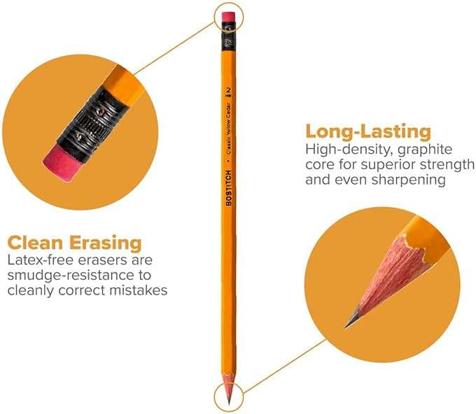 Bostitch Office Premium #2 Pencils, American Cedar Wood, Pre-Sharpened, HB Graphite, 24-Pack (BACP12Y-2PK) - Image 4