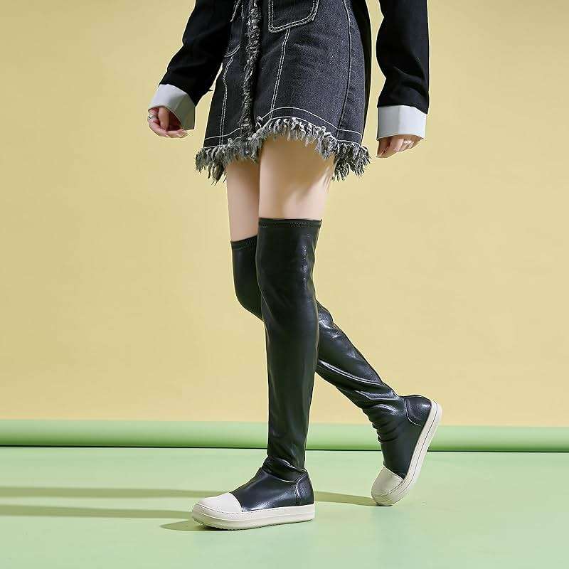 Kluolandi Women's Stretch Flat Over The Knee Thigh High Boots Comfort Knee-high Sneakers - Image 3