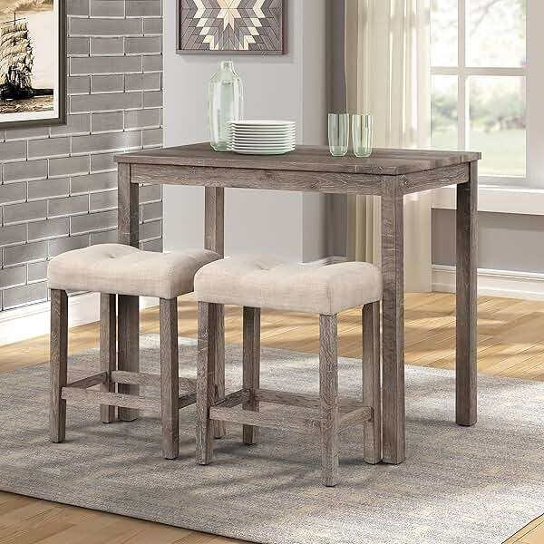 Roundhill Furniture Sora Button Tufted Counter Height Saddle Stools, Set of 2, Taupe - Image 2