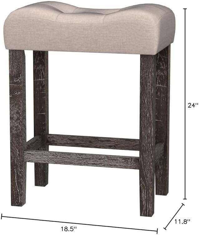 Roundhill Furniture Sora Button Tufted Counter Height Saddle Stools, Set of 2, Taupe - Image 3