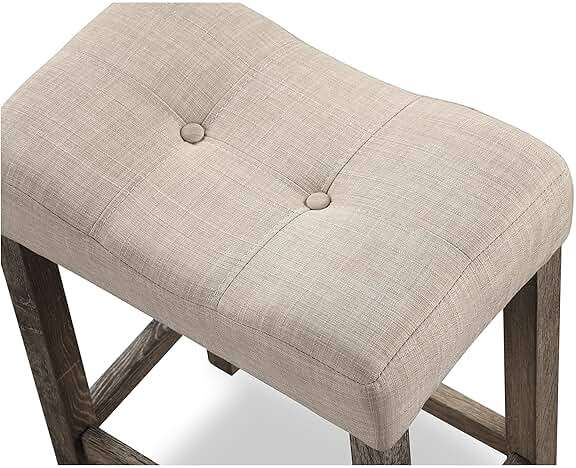 Roundhill Furniture Sora Button Tufted Counter Height Saddle Stools, Set of 2, Taupe - Image 4