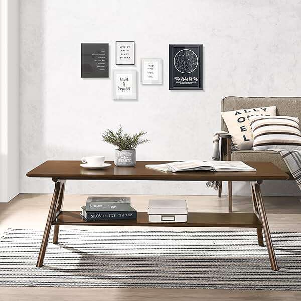 Arona Mid-Century Modern Wood Coffee Table with Shelf - Image 1