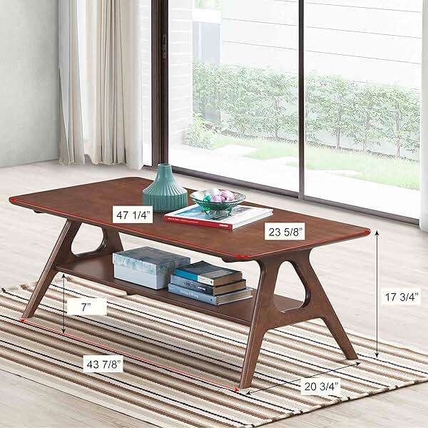 Arona Mid-Century Modern Wood Coffee Table with Shelf - Image 2