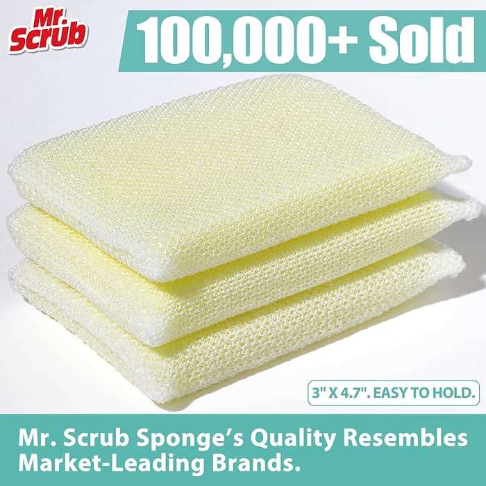 Sponges Kitchen Scrub Dish Sponge Scouring Pad, 6 Pads Cleaning Brush Dishwasher Soap Supplies, Dishwashing Dinnerware Towels Sink Pan Pot Cloth Rags Holder Bathroom Bathtub - Image 2