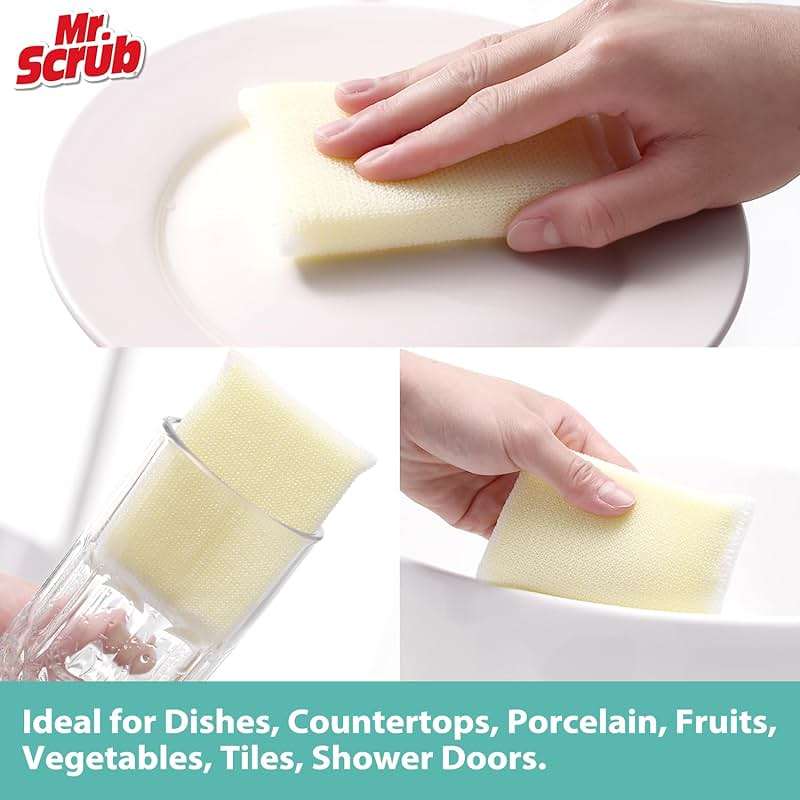 Sponges Kitchen Scrub Dish Sponge Scouring Pad, 6 Pads Cleaning Brush Dishwasher Soap Supplies, Dishwashing Dinnerware Towels Sink Pan Pot Cloth Rags Holder Bathroom Bathtub - Image 4