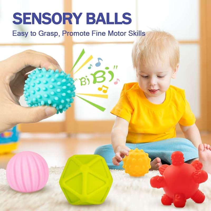 Jyusmile Baby Toys 6-12 Months, Montessori Toy for Babies 6-12 Months, Incl Stacking Building Blocks & Soft Infant Teething Toys & Sensory Balls for Toddlers 0-3-6-9-12 Month - Image 6