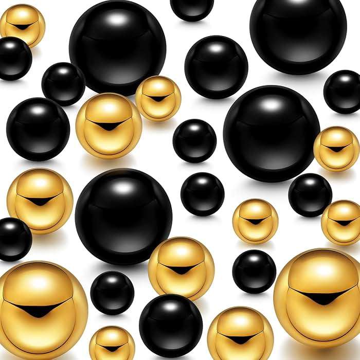 150 Pieces Vase Makeup Beads No Hole Gloss Mixed Sizes Round Pearl for Home Wedding Decor, 8/14/20 mm(Gold, Black) - Image 1