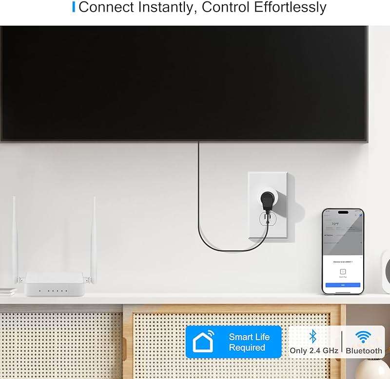 EIGHTREE 15A Smart Plug, Wi-Fi & Bluetooth Smart Outlet for High-Power Home Appliances, Works with Alexa & Google Home, Easy Setup, Timer & Remote Control, FCC & ETL Certified, 2.4GHz Wi-Fi Only - Image 2