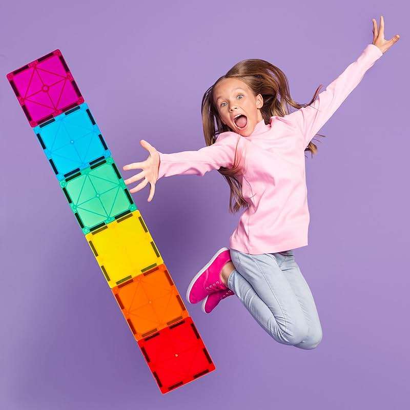 Gemmicc 100 PCS Magnetic Tiles with 2 Cars, STEM Approved Educational Magnet BuildingToys, Magnet Puzzles Stacking Blocks for Boys Girls - Image 2