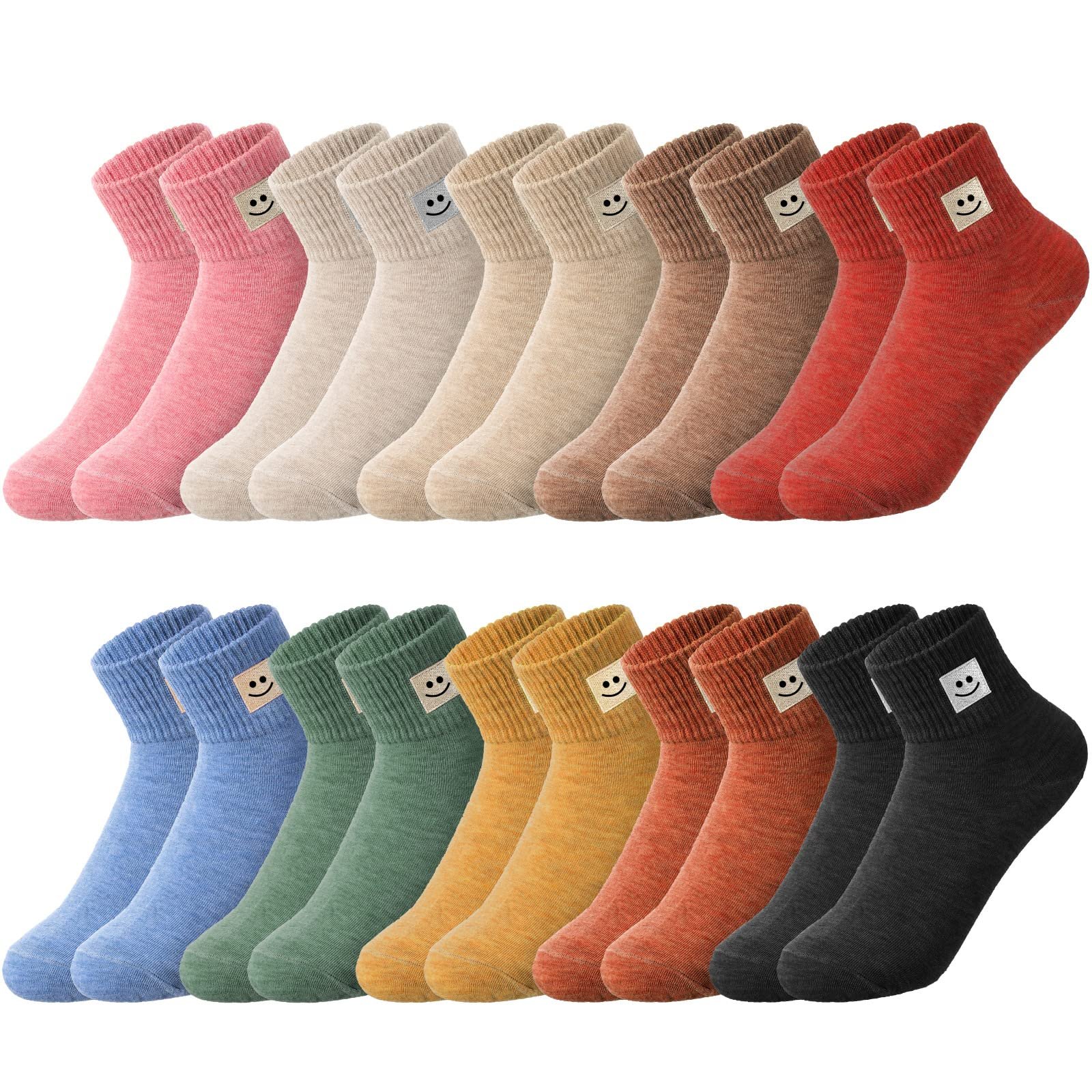 Eurzom 10 Pairs Socks Womens Crew Elastic Ankle Length Cotton Socks Aesthetic Cute Lightweight Low Cut Gifts for Women - Product Image