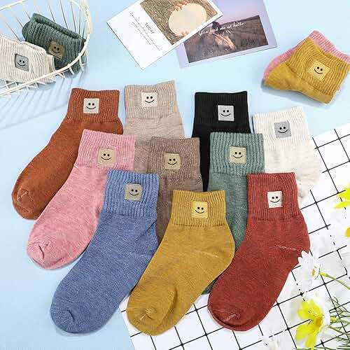 Eurzom 10 Pairs Socks Womens Crew Elastic Ankle Length Cotton Socks Aesthetic Cute Lightweight Low Cut Gifts for Women - Image 2