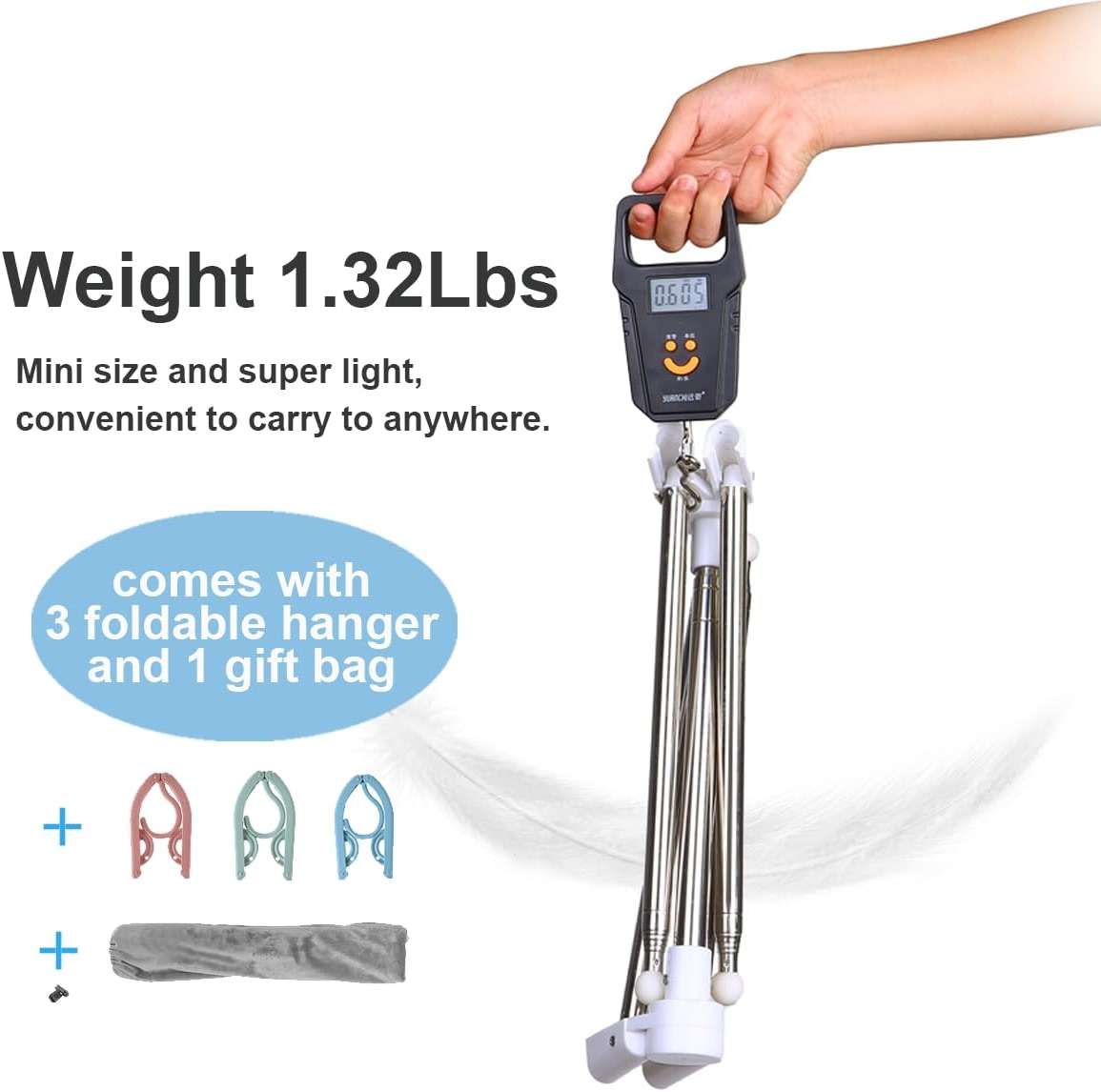 ANLEBUY Portable Garment Rack, Folding Clothes Rack, Collapsible Clothing Rack for Dance, Travel, Camping, Laundry, Indoor, Outdoor, Drying, RV, Mini Compact Racks White + 3 Foldable Clothes Hangers - Image 7