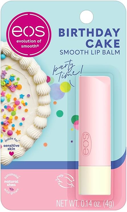 eos Natural Shea Lip Balm- Birthday Cake, All-Day Moisture, Shea Butter, Dry Lip Care, 0.14 oz - Product Image