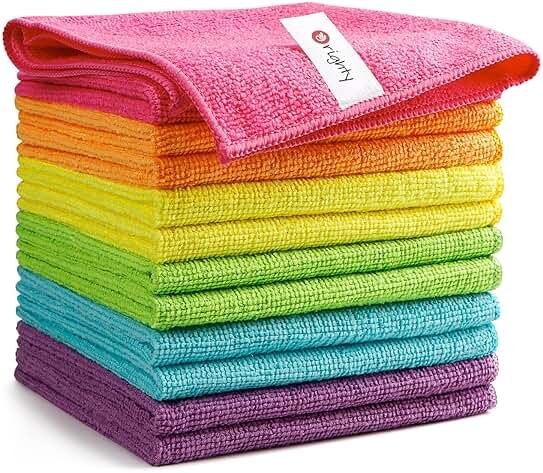 Orighty Microfiber Cleaning Cloth Pack of 12, Microfiber Towels for Cars, Highly Absorbent Car Cleaning Supplies, Lint Free Cloths Clean Rags for Car Care, House, Kitchen, 12x12 inch - Product Image