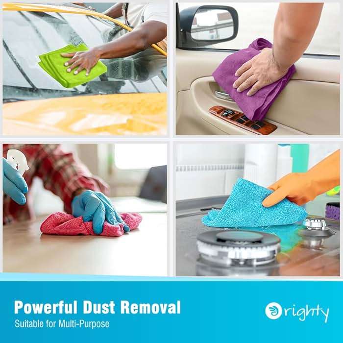 Orighty Microfiber Cleaning Cloth Pack of 12, Microfiber Towels for Cars, Highly Absorbent Car Cleaning Supplies, Lint Free Cloths Clean Rags for Car Care, House, Kitchen, 12x12 inch - Image 5